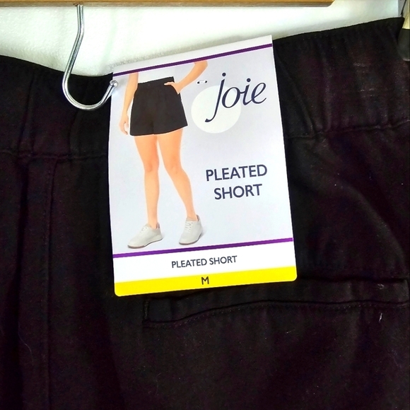 NWT Joie Cotton Linen Blend Pleated Black High Waist Women's Short Size M - Picture 7 of 9